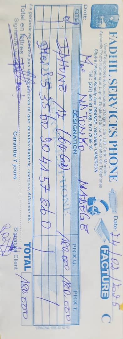 Reçu - FADIL SERVICES PHONE